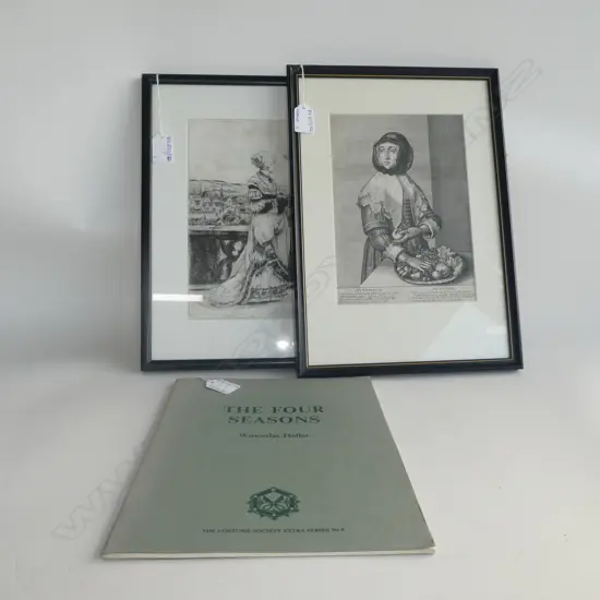 two etchings of ladies in costume.